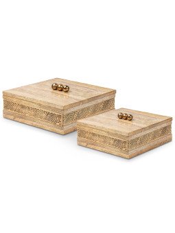 Set 2 Cajas Madera/metal Dorado