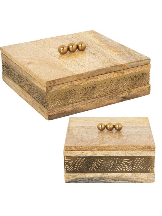 Set 2 Cajas Madera/metal Dorado