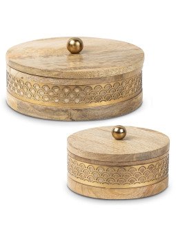 Set 2 Cajas Madera/metal Dorado