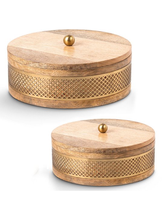 Set 2 Cajas Madera/metal Dorado