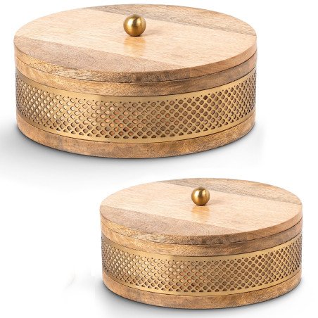 Set 2 Cajas Madera/metal Dorado