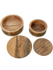 Set 2 Cajas Madera/metal Dorado