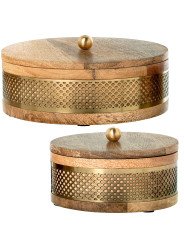 Set 2 Cajas Madera/metal Dorado