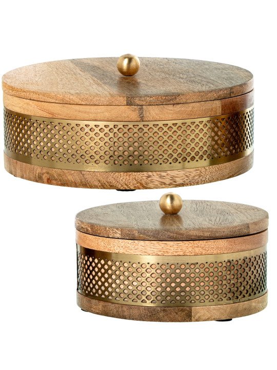 Set 2 Cajas Madera/metal Dorado