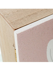 Caja Porta Llaves Madera Deco. Rosa Flores Blancas