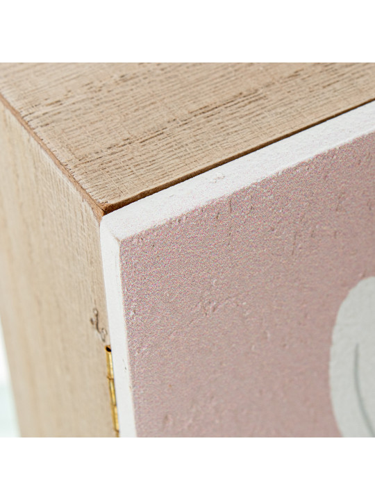 Caja Porta Llaves Madera Deco. Rosa Flores Blancas