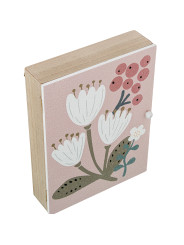 Caja Porta Llaves Madera Deco. Rosa Flores Blancas