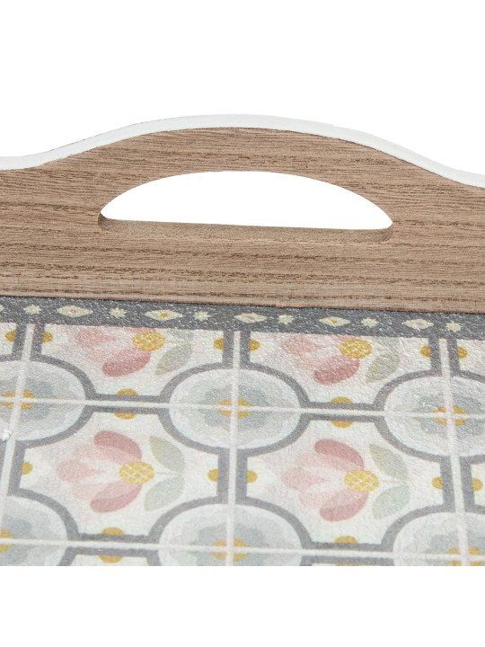 Bandeja Madera Decorada Azulejos Flores