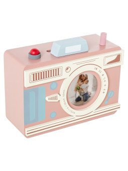 Hucha Madera Cámara de Fotos Rosa