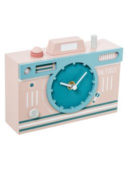 Reloj Madera Cámara de Fotos Rosa