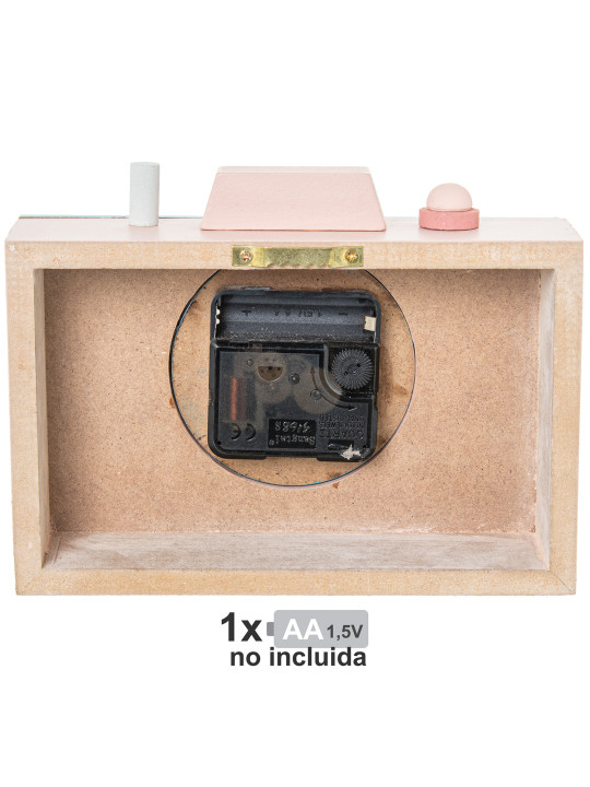 Reloj Madera Cámara de Fotos Rosa