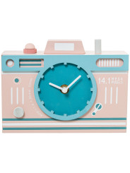 Reloj Madera Cámara de Fotos Rosa