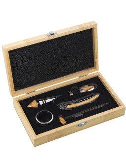 Set de Vino C/5 Accesorios Encaja Bambú