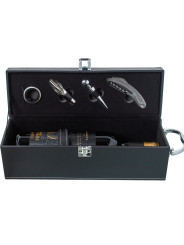 Set 4 Utensilios Vino en Cajapolipiel Negro