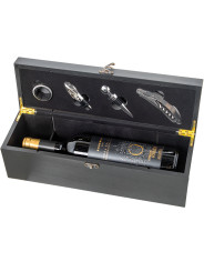 Set 4 Utensilios Vino en Cajamadera Negra