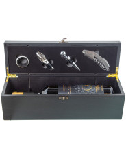 Set 4 Utensilios Vino en Cajamadera Negra