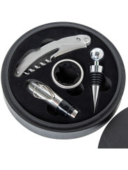 Set 4 Utensilios Vino en Cajamadera Negra