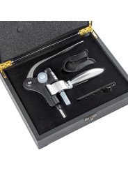 Sacacorchos de Palanca y Descapsulador en Caja Madera Negra