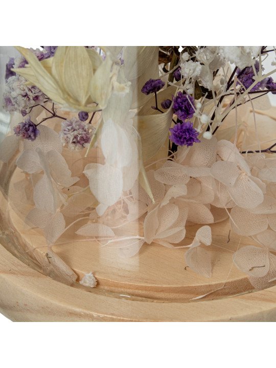 Urna Cristal C/base Madera y Flores Artificiales Surt.