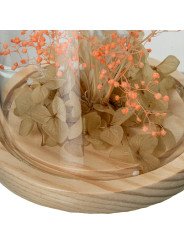 Urna Cristal C/base Madera y Flores Artificiales Surt.