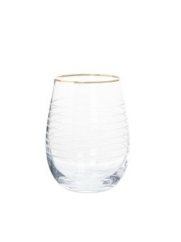 Vaso Cristal Transparente 400ml Tallado C/filo Oro