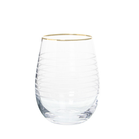 Vaso Cristal Transparente 400ml Tallado C/filo Oro