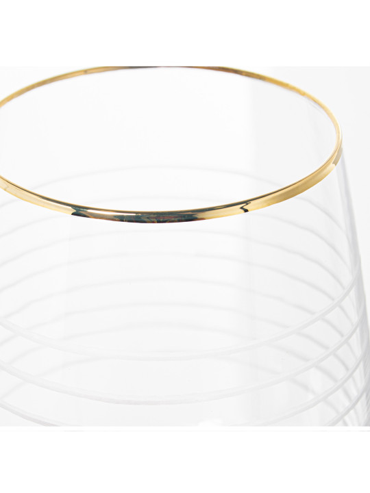 Vaso Cristal Transparente 400ml Tallado C/filo Oro