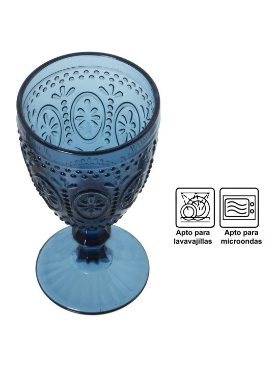 Copa Cristal Azul 300ml Deco.flor