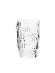 Vaso Alto Cristal Transparente400ml Deco. Hojas
