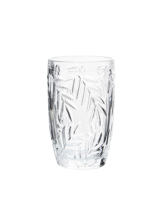 Vaso Alto Cristal Transparente400ml Deco. Hojas
