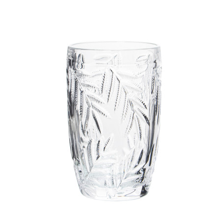 Vaso Alto Cristal Transparente400ml Deco. Hojas