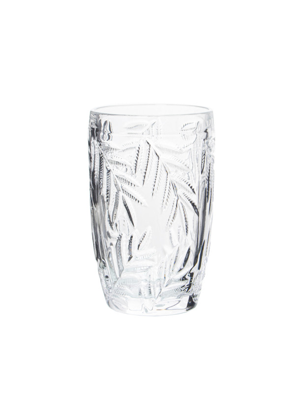 Vaso Alto Cristal Transparente400ml Deco. Hojas