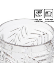 Vaso Alto Cristal Transparente400ml Deco. Hojas