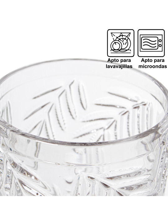 Vaso Alto Cristal Transparente400ml Deco. Hojas