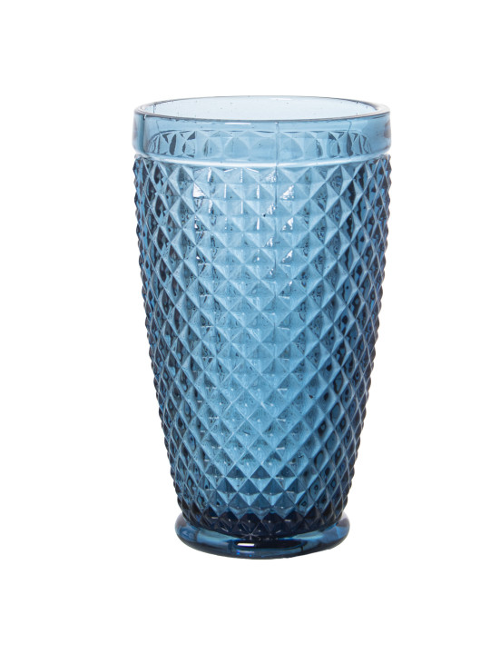 Vaso Alto Cristal Azul 400mldeco. Diamante