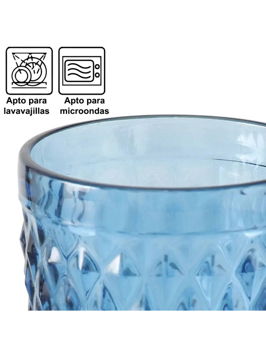 Vaso Alto Cristal Azul 400mldeco. Diamante
