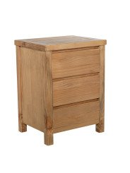 Mesa de Noche Madera Natural 3 Cajones Pino de Nueva Zelanda