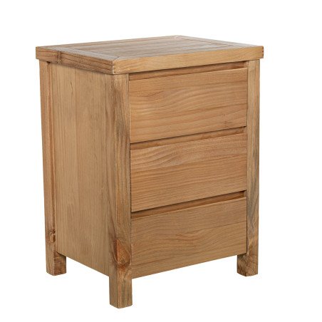 Mesa de Noche Madera Natural 3 Cajones Pino de Nueva Zelanda