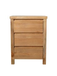Mesa de Noche Madera Natural 3 Cajones Pino de Nueva Zelanda
