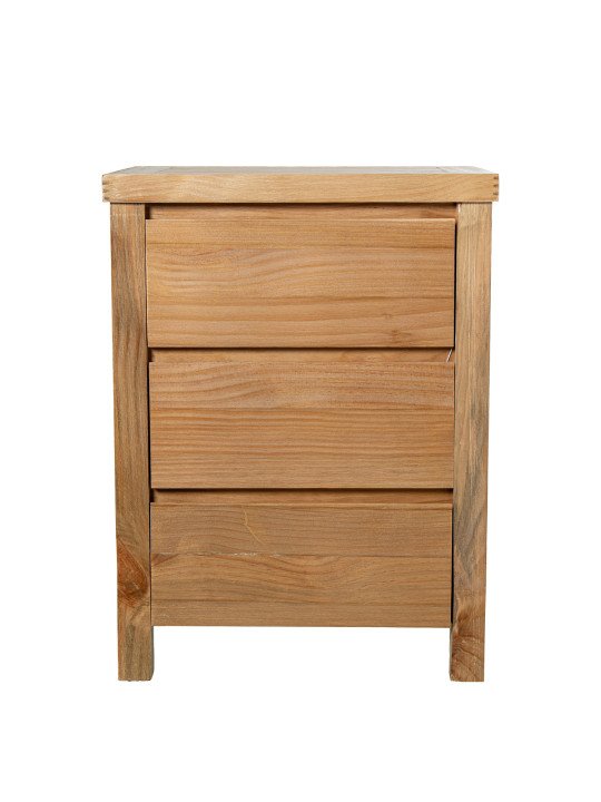 Mesa de Noche Madera Natural 3 Cajones Pino de Nueva Zelanda