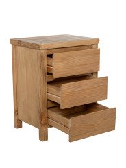 Mesa de Noche Madera Natural 3 Cajones Pino de Nueva Zelanda