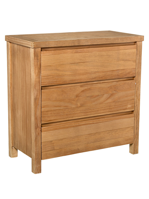 Cómoda Madera Natural 3 Cajones Pino de Nueva Zelanda