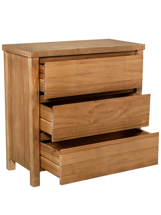 Cómoda Madera Natural 3 Cajones Pino de Nueva Zelanda