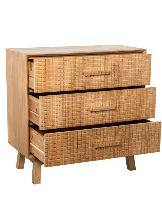 Cómoda Madera Natural 3 Cajones Pino de Nueva Zelanda