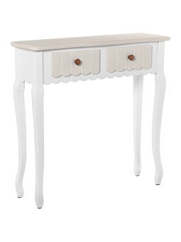 Mesa Entrada Madera C/2 Cajones Blanco/crema, Dm+pino