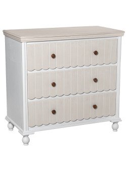 Cómoda Madera C/3 Cajones Blanco/crema, Dm+pino