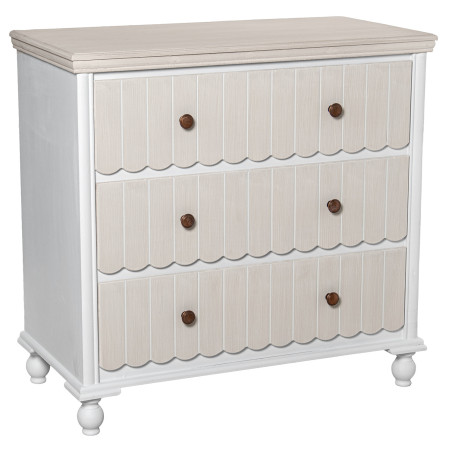 Cómoda Madera C/3 Cajones Blanco/crema, Dm+pino