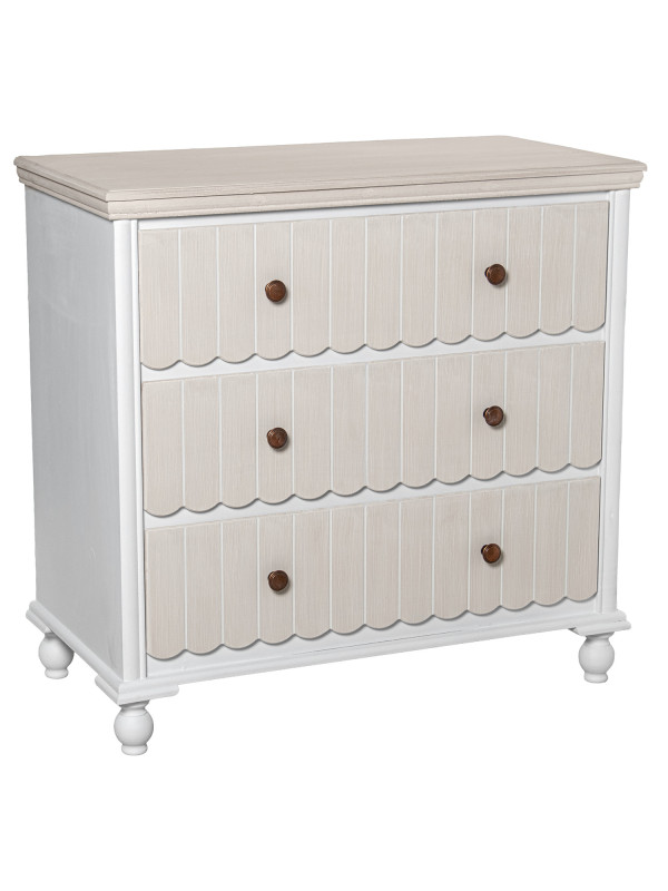 Cómoda Madera C/3 Cajones Blanco/crema, Dm+pino