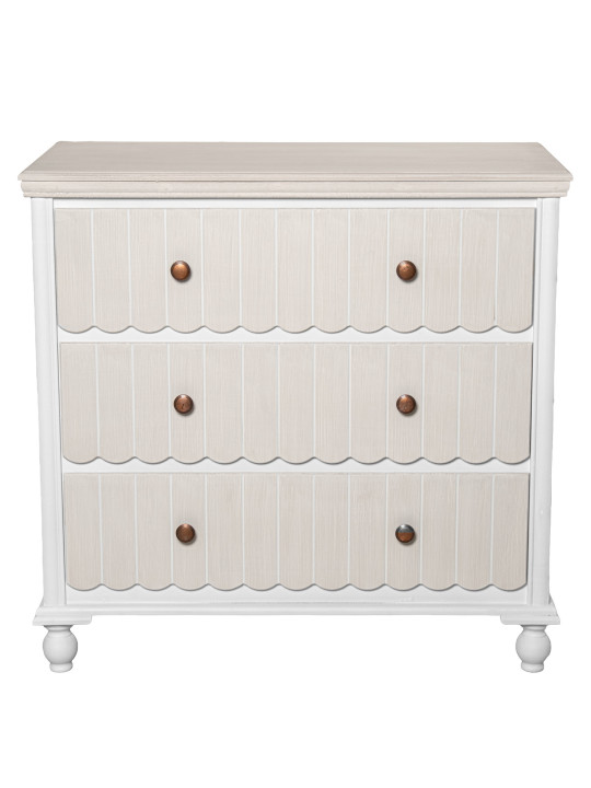 Cómoda Madera C/3 Cajones Blanco/crema, Dm+pino