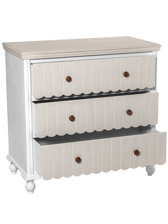 Cómoda Madera C/3 Cajones Blanco/crema, Dm+pino